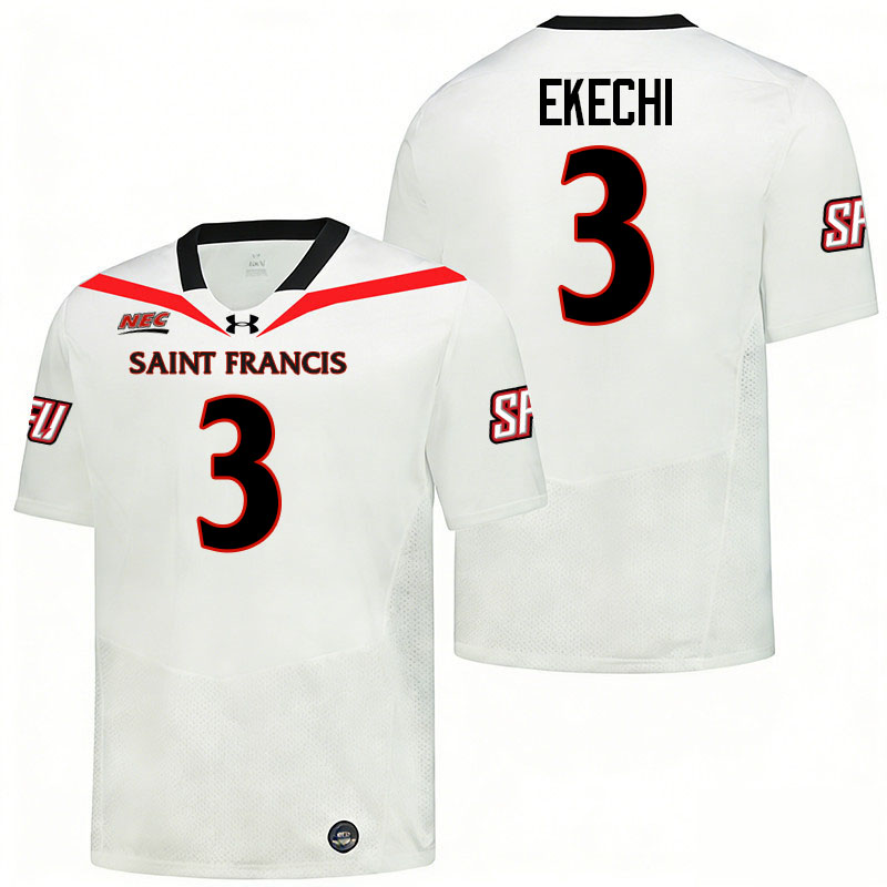 Saint Francis Red Flash #3 Raphael Ekechi College Football Jerseys,Uniforms Stitched-White
